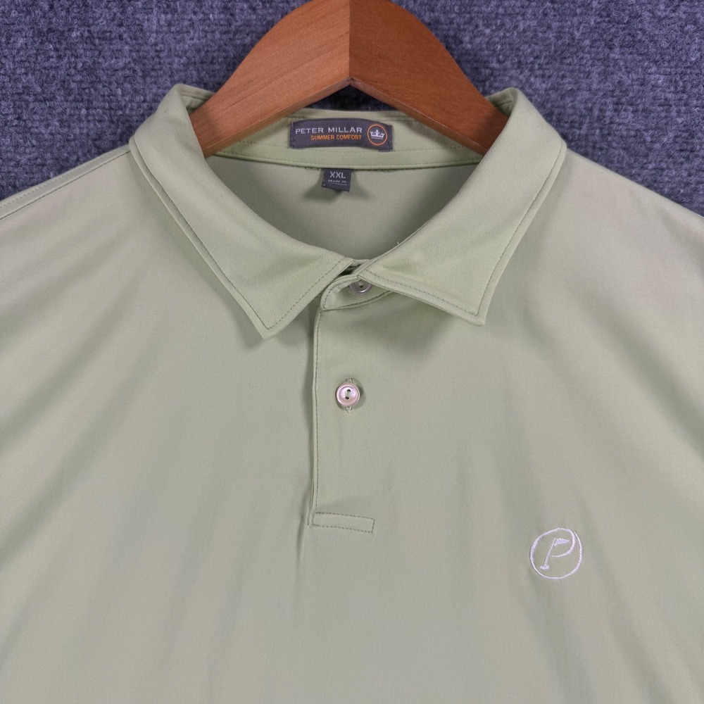 Peter Millar Summer Comfort Polo Shirt Men XXL Green Golf Performance